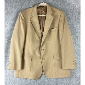 Vintage Palm Beach Blazer Sport Coat Mens 48R Beige Gold Button USA Made